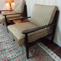 مبل چوبی قهوه ای مینیمال تکنفره