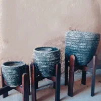 گلدان سه تکه همراه با پایه
