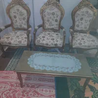 مبل استیل ومیز تلویزیون شیشه ای