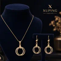 نیم ست زیبای رینگ نگین دار ژوپینگ با زنجیر