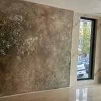 اجرای مدرن میکروسمنت پتینه ورق طلا
