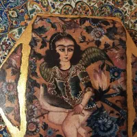 جعبه چوبی پتینه کاری شده طرح قجری
