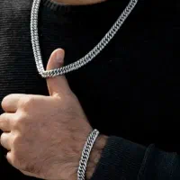 گردنبند و دستبند استیل طلایی و نقره ای