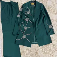 کت شلوار مزونی کرپ کنزو جواهر دوزی شده