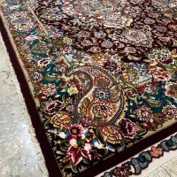 فرش زرنیم سالاری تبریز زمینه شرابی(ابریشم)