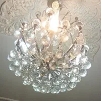 دوعدد لوستر کریستالی بدنه برنجی با روکش کروم