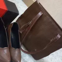 ست کیف و کفش قهوه ای شیک و بسیار سالم