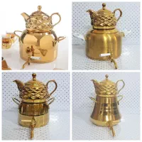 کتری قوری تمام طلایی کفچدن طرح ترک ضخیم ۲و۶ لیتری