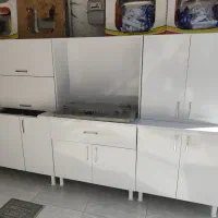 کابینت آماده ام دی اف +هودلمسی گاز ۵شعله سینک ۲لگن