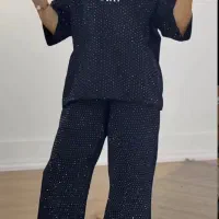 ست نخ پنبه تمام نگین ست زنانه
