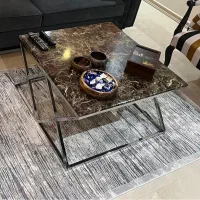 میز جلو مبلی استیل+ دو عدد عسلی بسیار تمیز