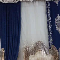 پرده سه لایه مخمل و حریر و ساتن همراه با کتیبه