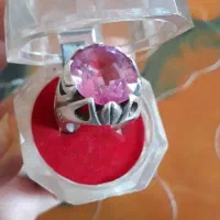 انگشتر نقره با سنگ یاقوت رز