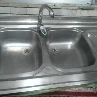 سینک ظرفشویی استیل البرز با شیر مخلوط و سیفون