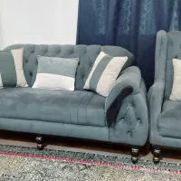 مبل ۷ نفره پارچه خارجی پایه چوبی