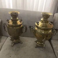 دوعددسماور زغالی ۸ لیتری برنج نو سنگین وزن(مهردار)