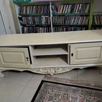 میز تلویزیون چوبی سفید قدیمی 150×40 اتفاع 50