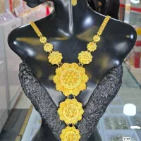 گردنبند مجلسی بزرگ گوشواره کشمیری نقره عیار۹۲۵