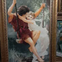 تابلوفرش دستبافت آدم و حوا(تاب باز) چله ابریشم