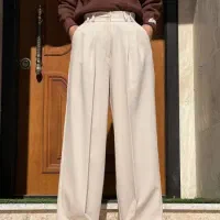شلوار کرم پارچه ای