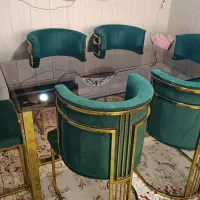 میز ناهار خوری 6 نفره فلزی طلایی