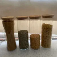 جا حبوباتی درب چوبی بدنه ی شیشه ای