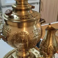 سماور برنجی ۶ لیتری ذغالی توپی قلم آنتیک