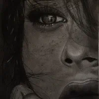 نقاشی حرفه ای چشم و چهره سیاه قلم