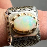 انگشتر نقره جواهری اوپال اتیوپی