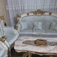 مبل استیل سلطنتی ۹نفره چوب گردو بامیز و دوعسلی