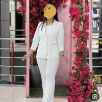 کت و شلوار سفید مدل گره ای