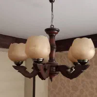 لوستر چوبی پنج شاخه باحباب (کاملا سالم)
