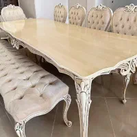 سرویس مبل ناهارخوری کرم روشن 10 نفره
