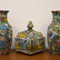 گلدان و شکلات خوری گل مرغی اوزاکا قدیمی