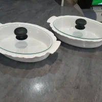 مرغ خوری یا خورشت خوری سرامیکی با درب شیشه ای