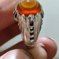 انگشتر نقره فدیوم عقیق یمنی کهنه زبرجد خط کهنه