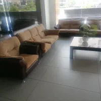 یکدست مبلمان 7نفره به همراه میز چوب وشیشه