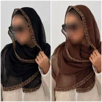 شال حریر توری حاشیه پلنگی