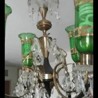 لوستر ۴ شاخه کلاسیک کریستالی با حباب سبز