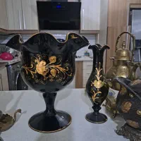 ظرف میوه خوری مشکی براق طلاکوب
