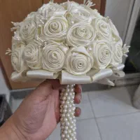 دسته گل ربان و مروارید عروس