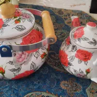 کتری لعابی و قوری چینی