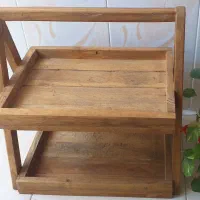 استند دوطبقه تمام چوب خود رنگ
