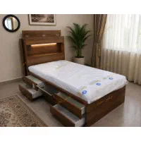 تخت خواب ، تک‌نفره نوجوانی ، با ال ای دی »