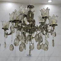 لوستر برنز اصل سنگین ۵شاخه ده شعله سالم نو
