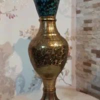 گلدان برنجی هندی فیروزه کوب