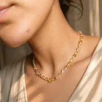 گردنبند دست ساز سیترین و مروارید