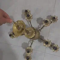 لوستر برنجی ۱۰ شعله سنگین قدیمی