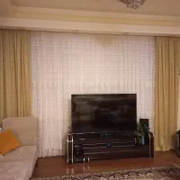 پرده حریر گل دار  به همراه والان