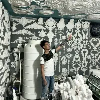 گچ بری سقف گچبری سقف ساده و شیک ابزار گچی قاب بندی